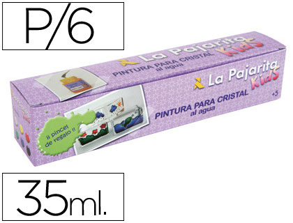 Pintura laca cristal La Pajarita 6 botes 25ml. colores surtidos + pincel